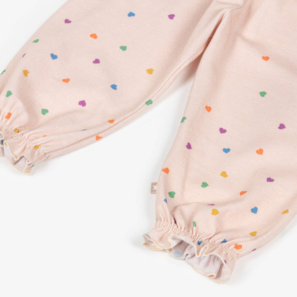 Molo-Girls Pink Heart Print Organic Cotton Trousers | Childrensalon Outlet