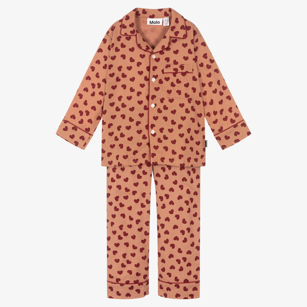 Molo - Girls Pink Heart Print Pyjamas | Childrensalon