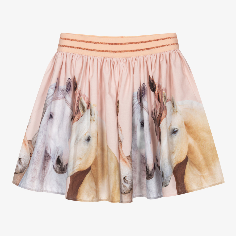 Molo - Girls Pink Horse Cotton Skirt | Childrensalon