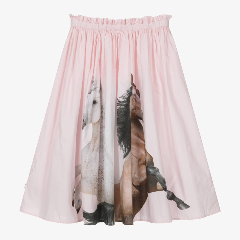 Molo-Girls Pink Horse Pattern Cotton Skirt | Childrensalon Outlet