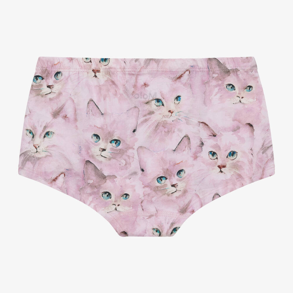 Molo-Girls Pink Kitten Print Knickers Duo | Childrensalon Outlet