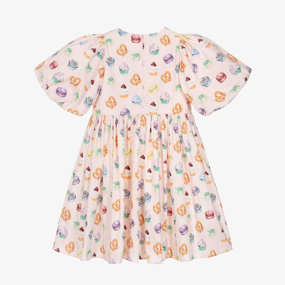 Molo-Girls Pink Mini Cakes Print Organic Cotton Dress | Childrensalon Outlet