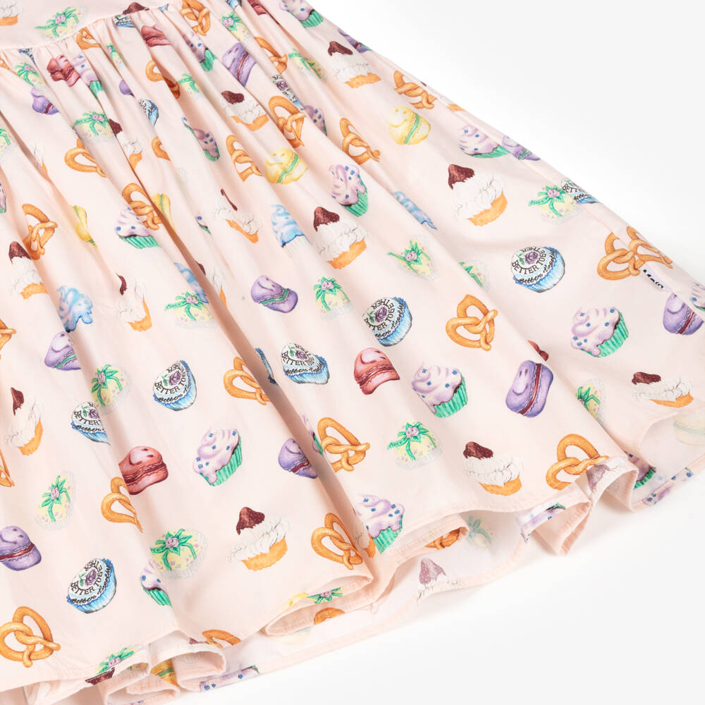Molo-Girls Pink Mini Cakes Print Organic Cotton Dress | Childrensalon Outlet