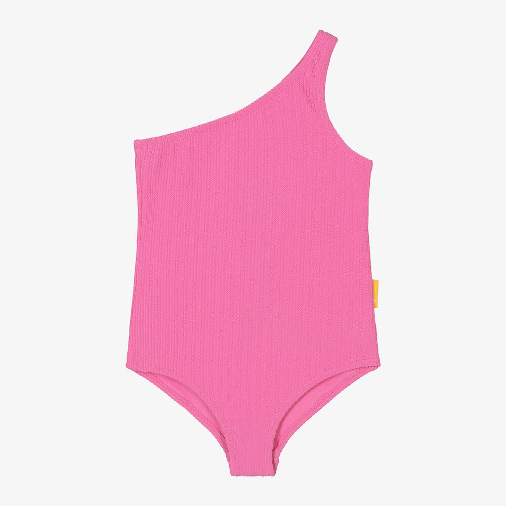 Molo-Girls Pink One-Shoulder Swimsuit (UPF50+) | Childrensalon Outlet