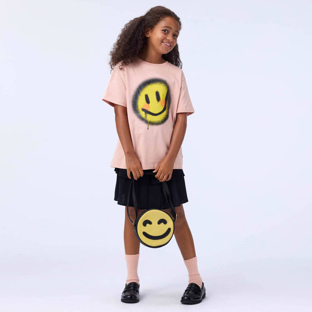 Molo-Розовая органическая футболка с улыбкой для девочек | Childrensalon Outlet