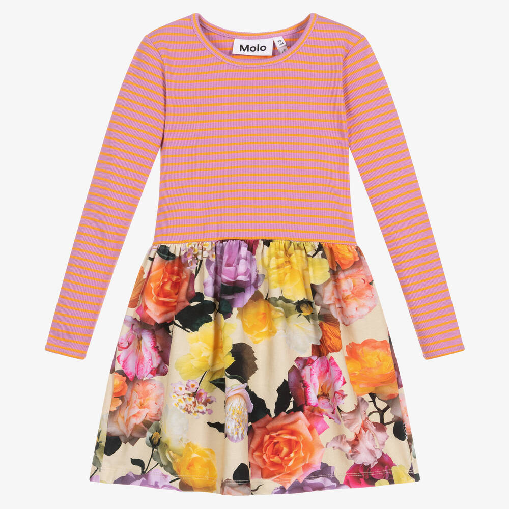 Molo-Girls Pink Organic Cotton Dress | Childrensalon Outlet