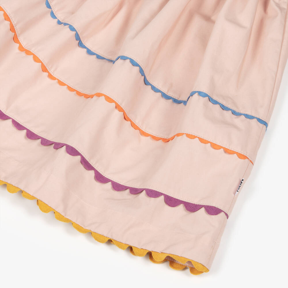 Molo-Girls Pink Organic Cotton Dress with Colourful Ric Rac Trim | Childrensalon Outlet