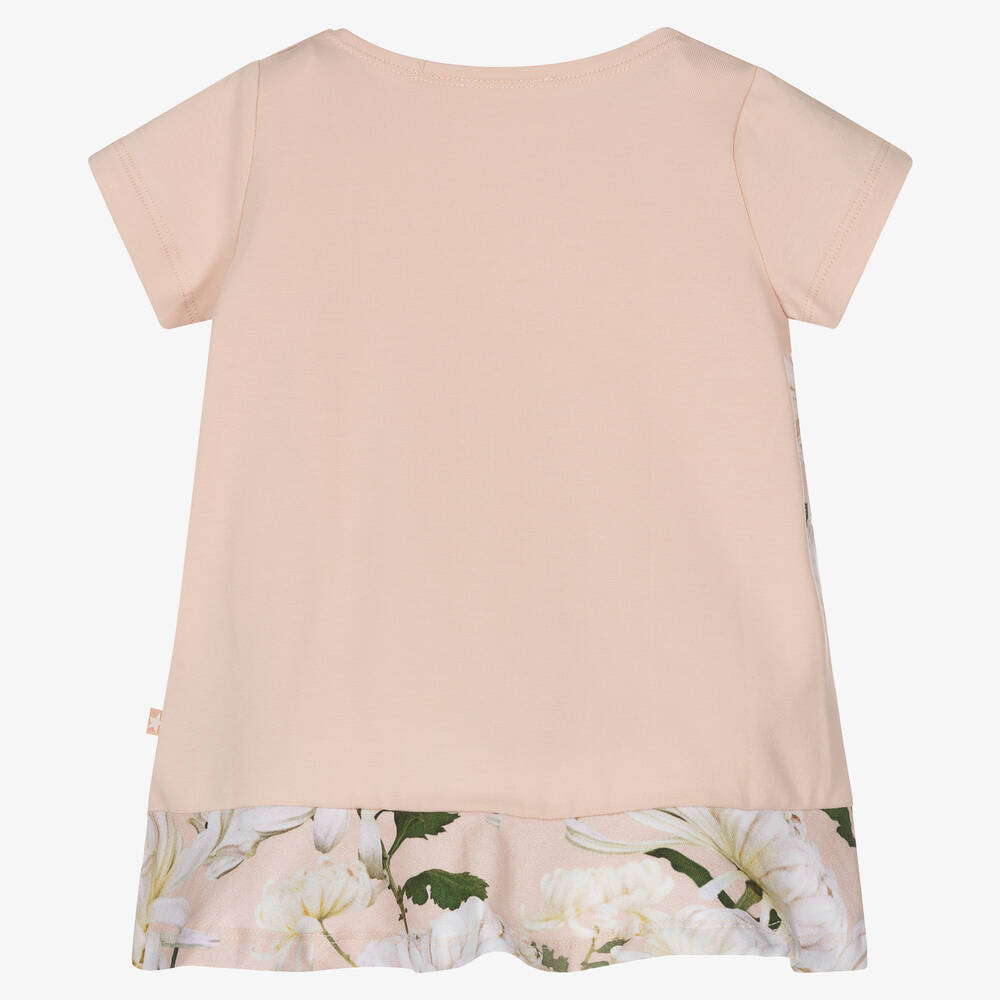 Molo-Girls Pink Organic Cotton Floral Dress | Childrensalon Outlet