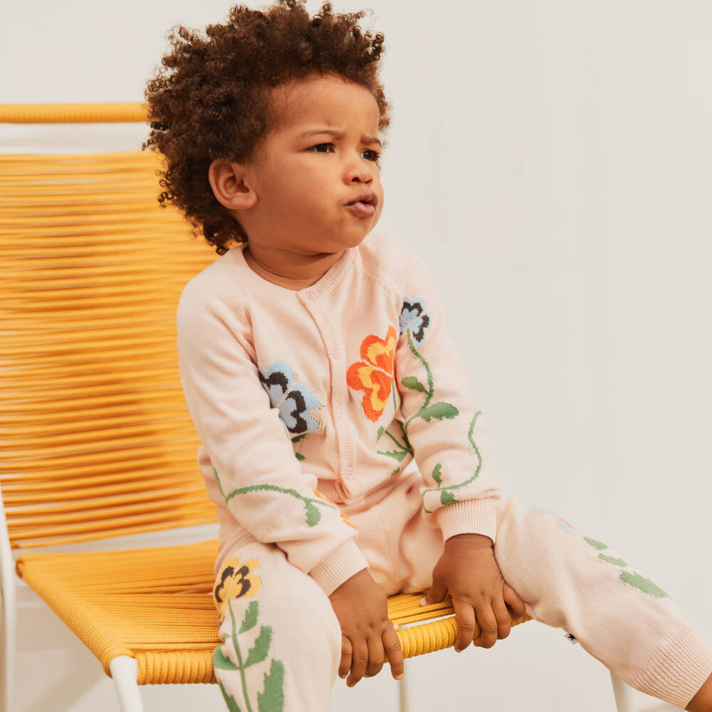 Molo-Розовые вязаные брюки с цветами для девочек | Childrensalon Outlet