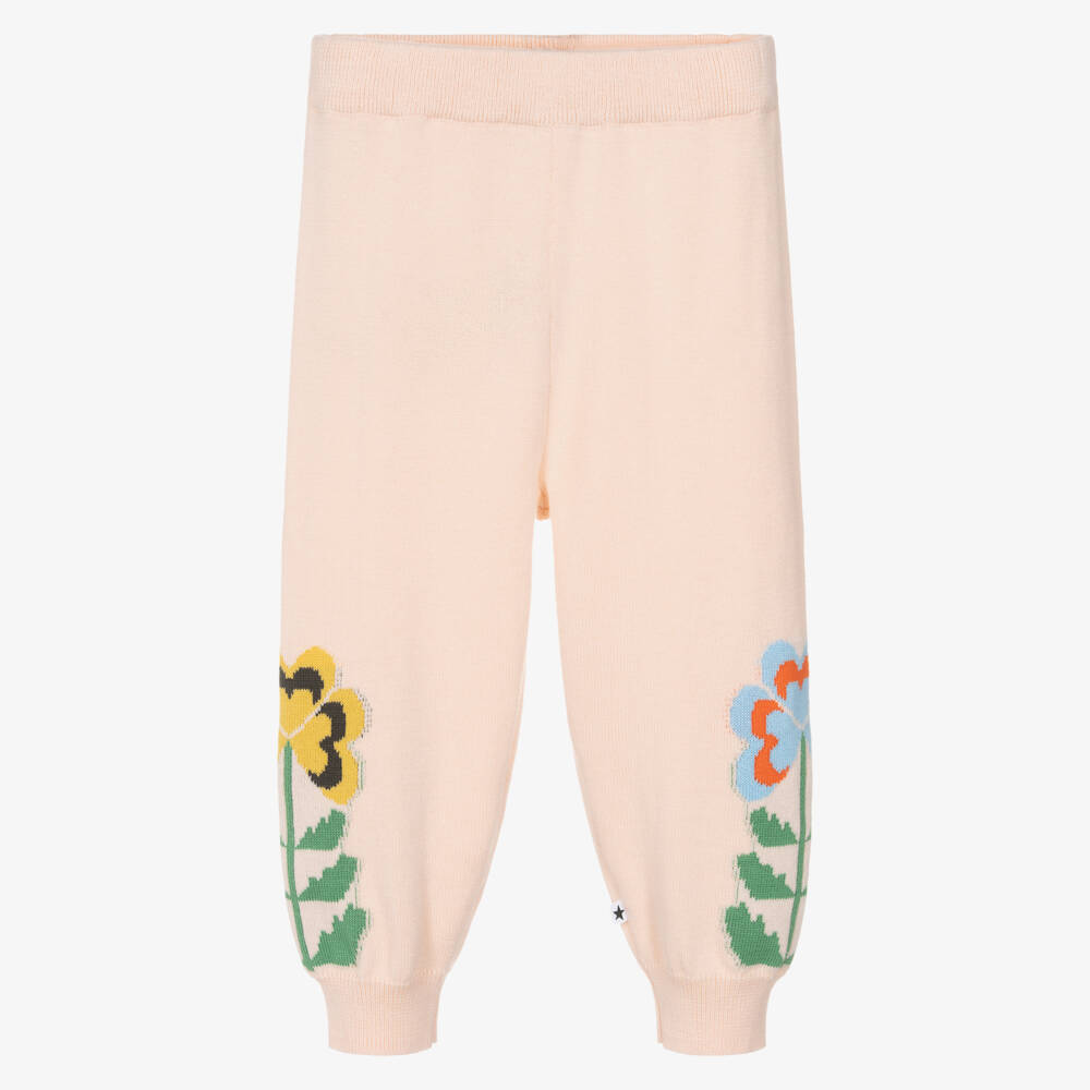 Molo-Розовые вязаные брюки с цветами для девочек | Childrensalon Outlet