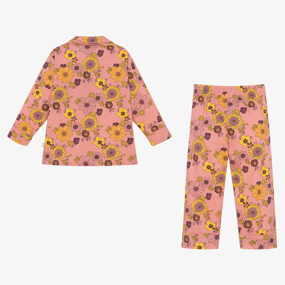 Molo-بيجاما قطن عضوي بوبلين لون زهري بطبعة ورود | Childrensalon Outlet