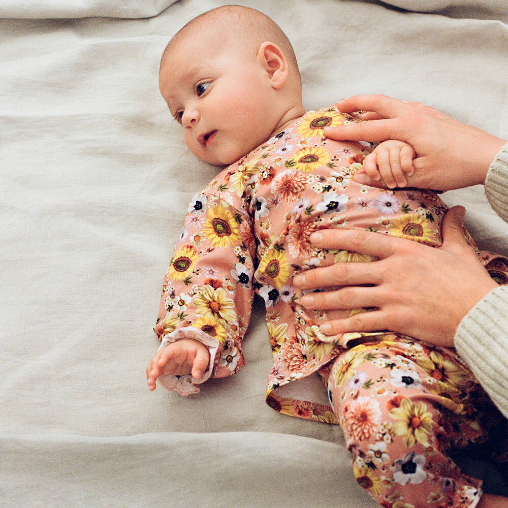 Molo-Girls Pink Organic Cotton Floral Trousers | Childrensalon Outlet