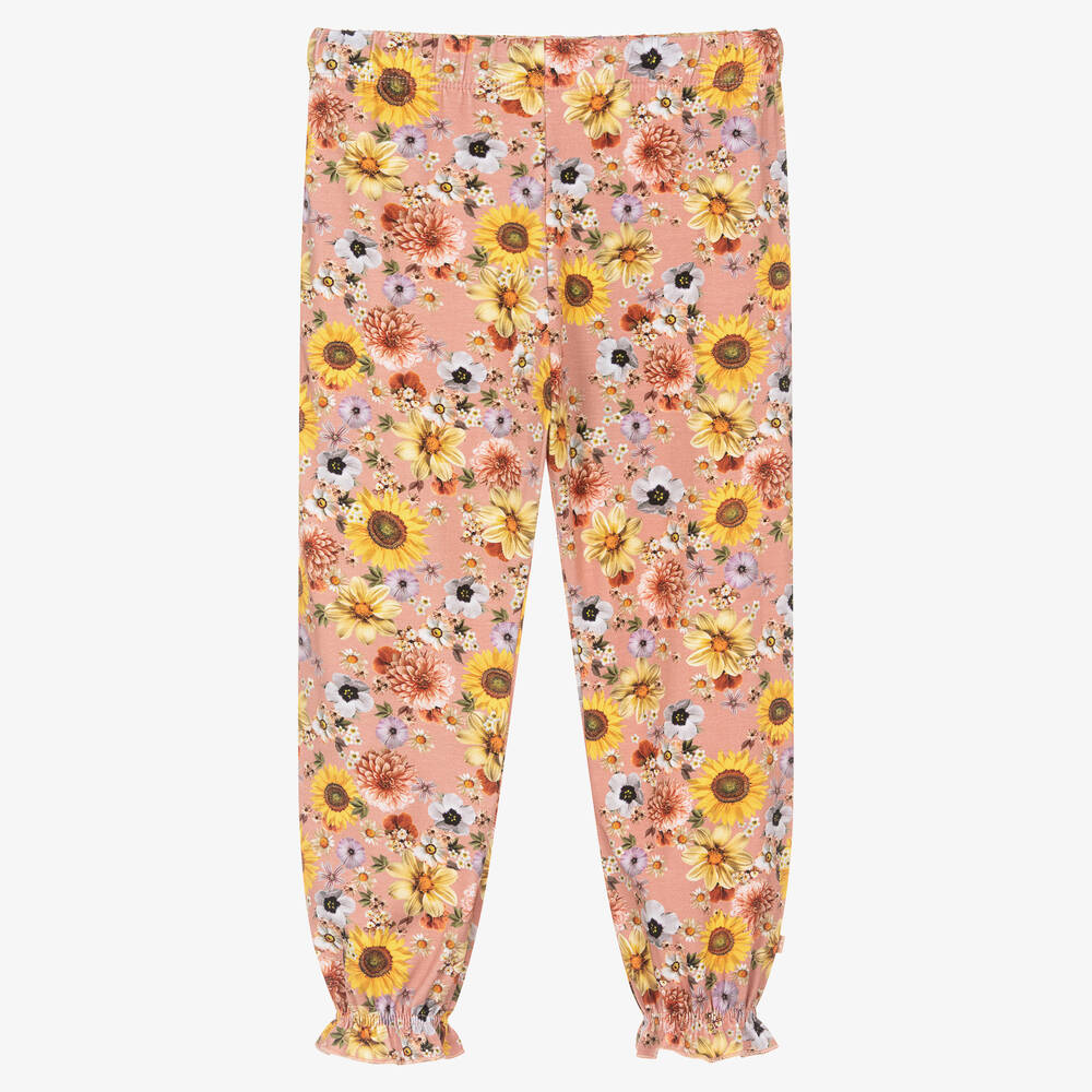 Molo - Pantalon rose en coton bio à fleurs | Childrensalon