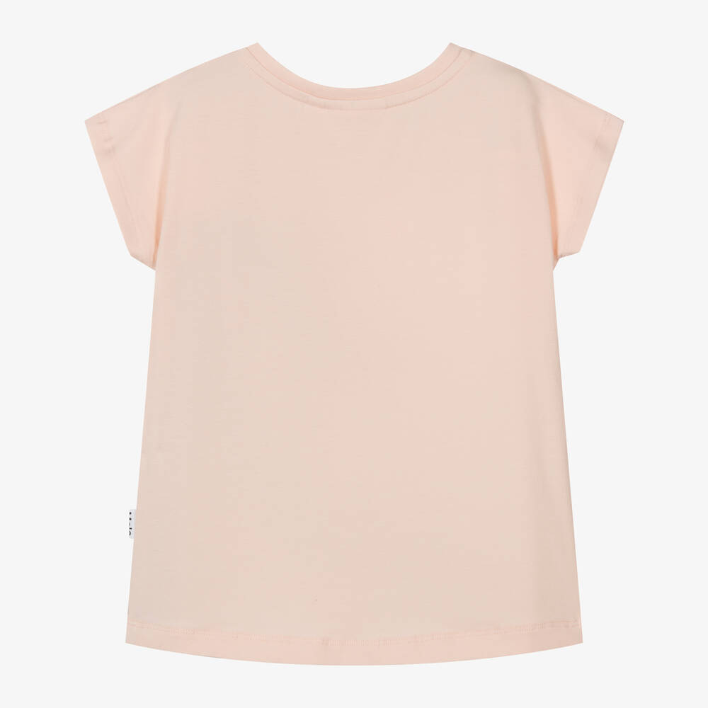 Molo-Girls Pink Organic Cotton Horses T-Shirt | Childrensalon Outlet