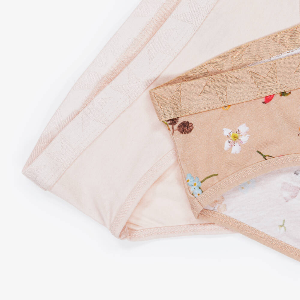 Molo-Розовые хлопковые трусики с цветочным узором для девочек (набор из двух) | Childrensalon Outlet