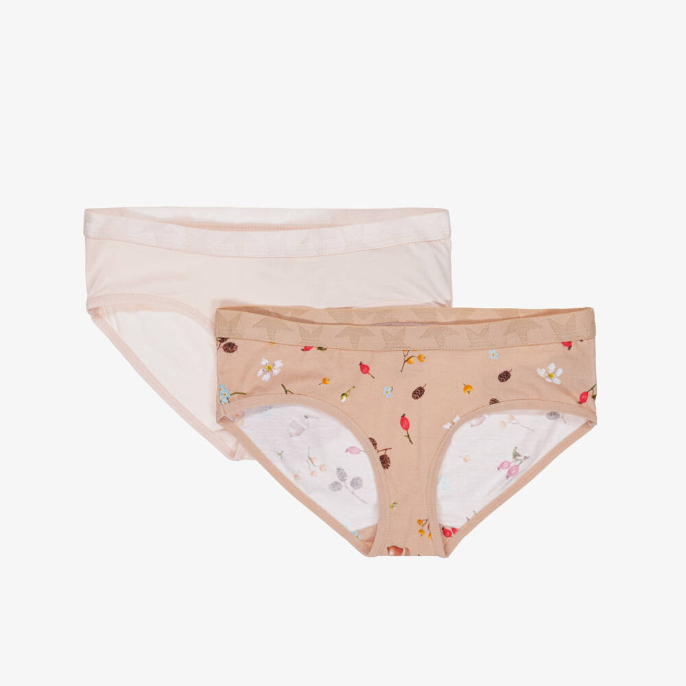 Molo-Розовые хлопковые трусики с цветочным узором для девочек (набор из двух) | Childrensalon Outlet