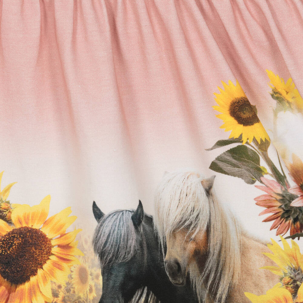 Molo-Girls Pink Organic Cotton Pony Dress | Childrensalon Outlet