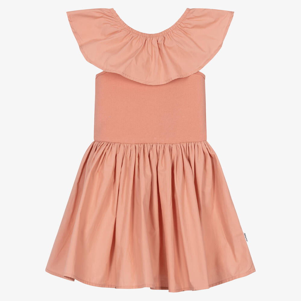 Molo - Розовое платье из органического хлопка с оборкой | Childrensalon