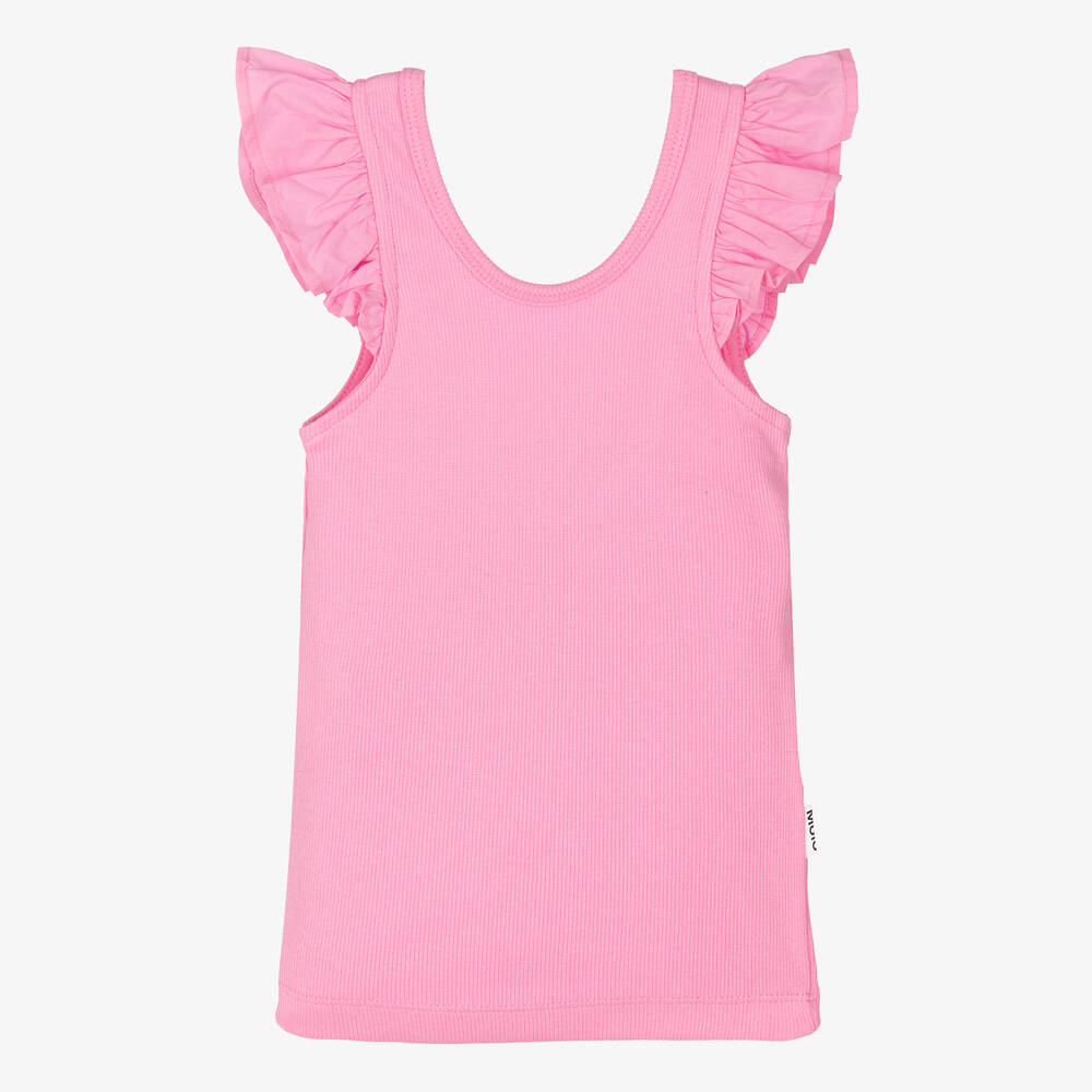 Molo-Розовая майка из органического хлопка с рюшами | Childrensalon Outlet