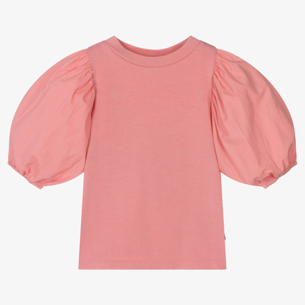 Molo - Girls Pink Organic Cotton T-Shirt | Childrensalon