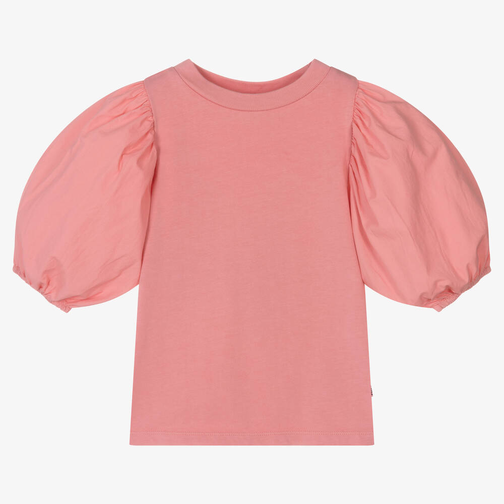 Molo-Girls Pink Organic Cotton T-Shirt | Childrensalon Outlet