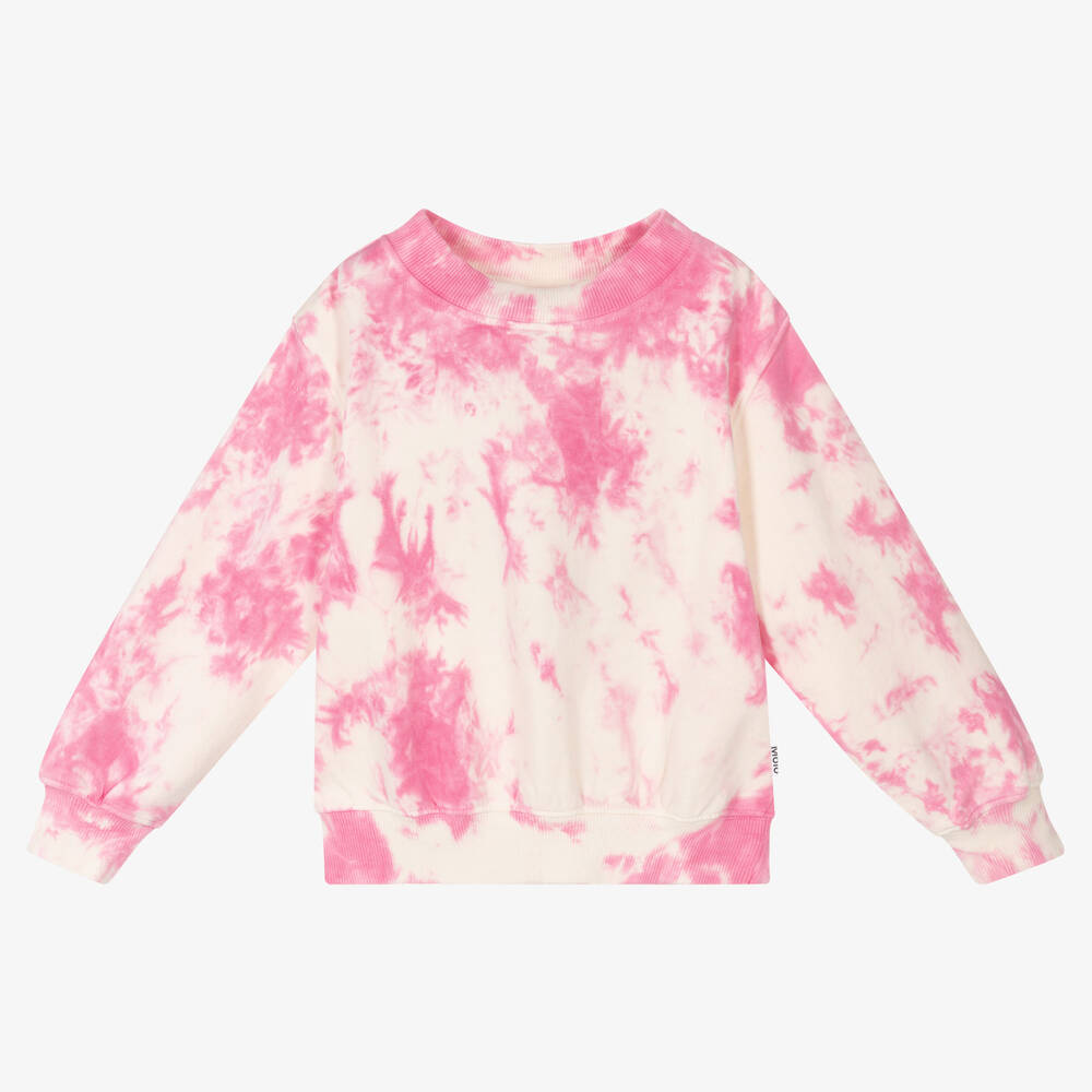 Girls Pink Organic Cotton Tie Dye Sweatshirt