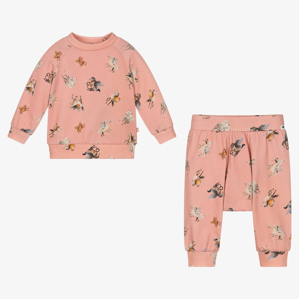 Molo-Girls Pink Organic Cotton Tracksuit | Childrensalon Outlet