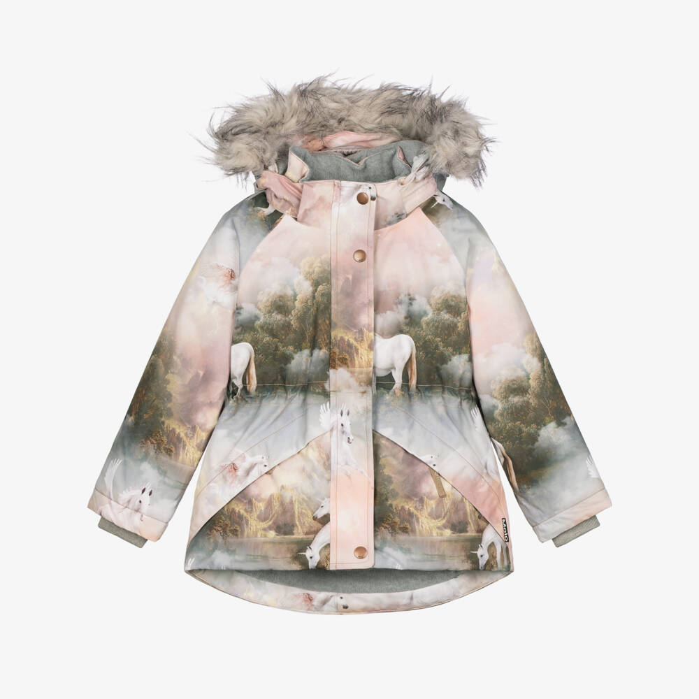 Molo-Girls Pink Pegasus Print Coat | Childrensalon Outlet