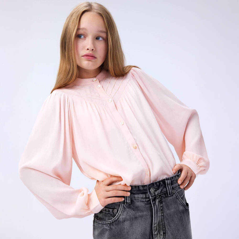 Molo-Girls Pink Pintuck Viscose Blouse | Childrensalon Outlet