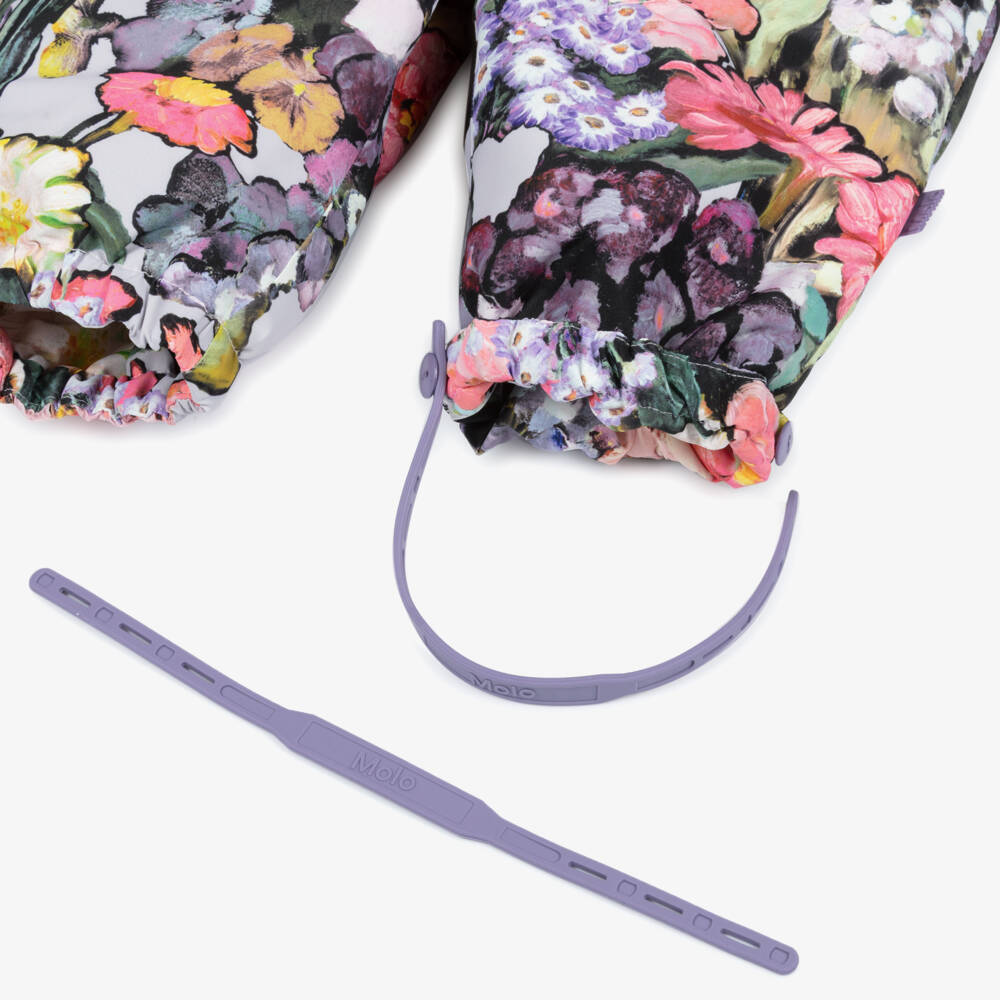 Molo-Girls Pink & Purple Flower Art Print Snowsuit | Childrensalon Outlet
