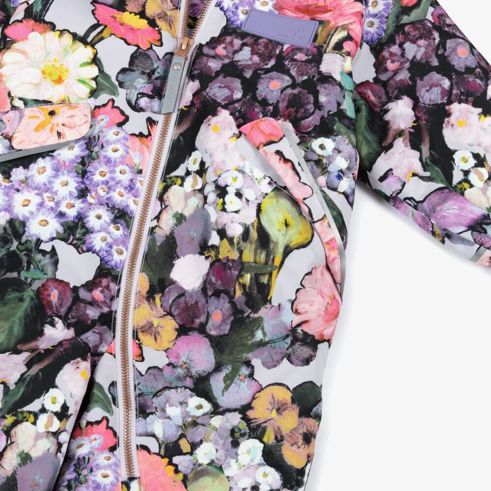Molo-Girls Pink & Purple Flower Art Print Snowsuit | Childrensalon Outlet