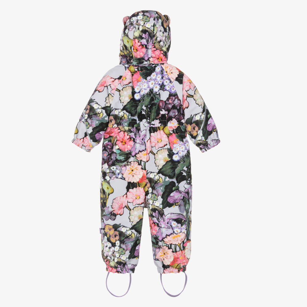 Molo-Girls Pink & Purple Flower Art Print Snowsuit | Childrensalon Outlet