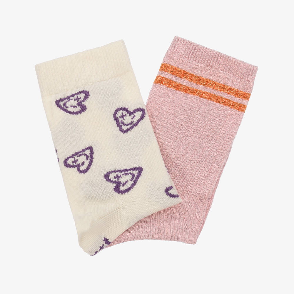 Molo-Girls Pink & Purple Graphic Ankle Socks (2 Pack) | Childrensalon Outlet