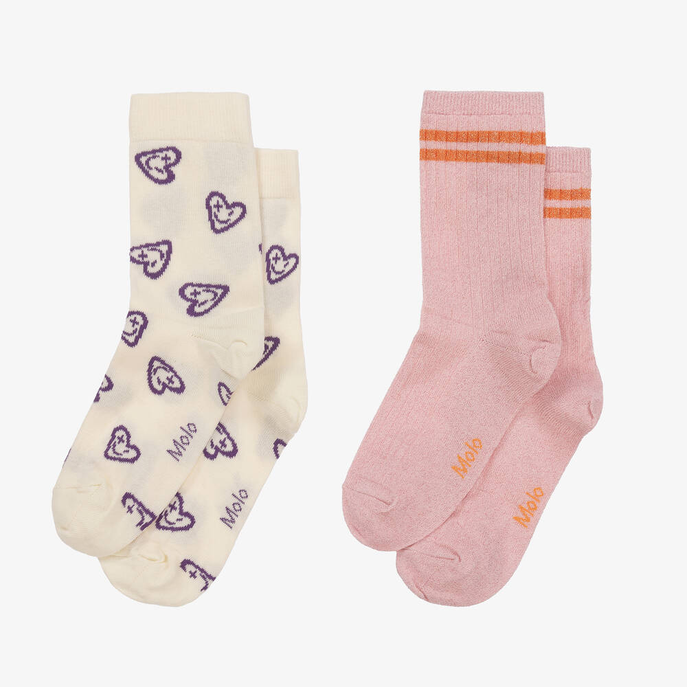 Molo-Girls Pink & Purple Graphic Ankle Socks (2 Pack) | Childrensalon Outlet