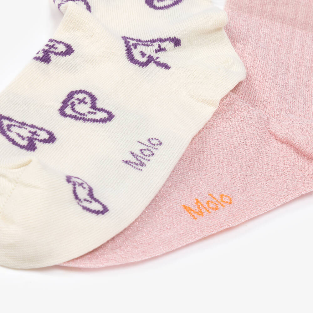 Molo-Girls Pink & Purple Graphic Ankle Socks (2 Pack) | Childrensalon Outlet