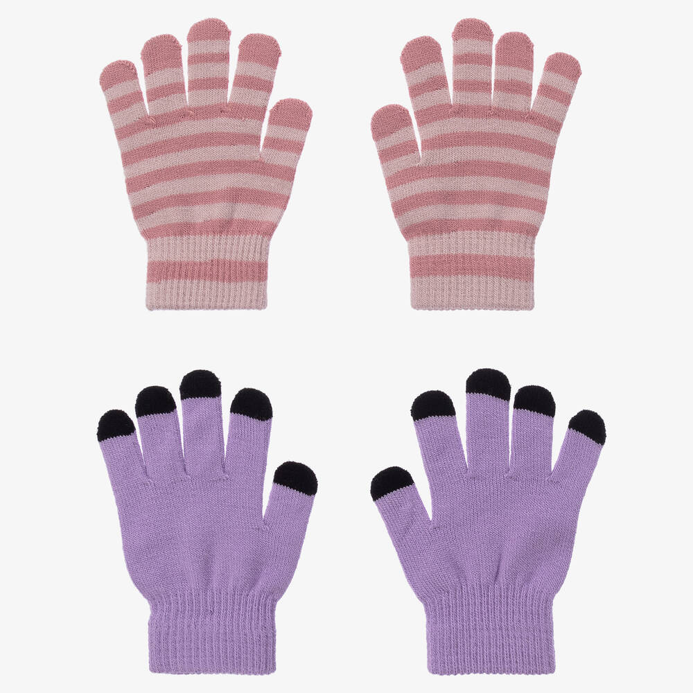Molo - Girls Pink & Purple Knit Gloves (2 Pack) | Childrensalon