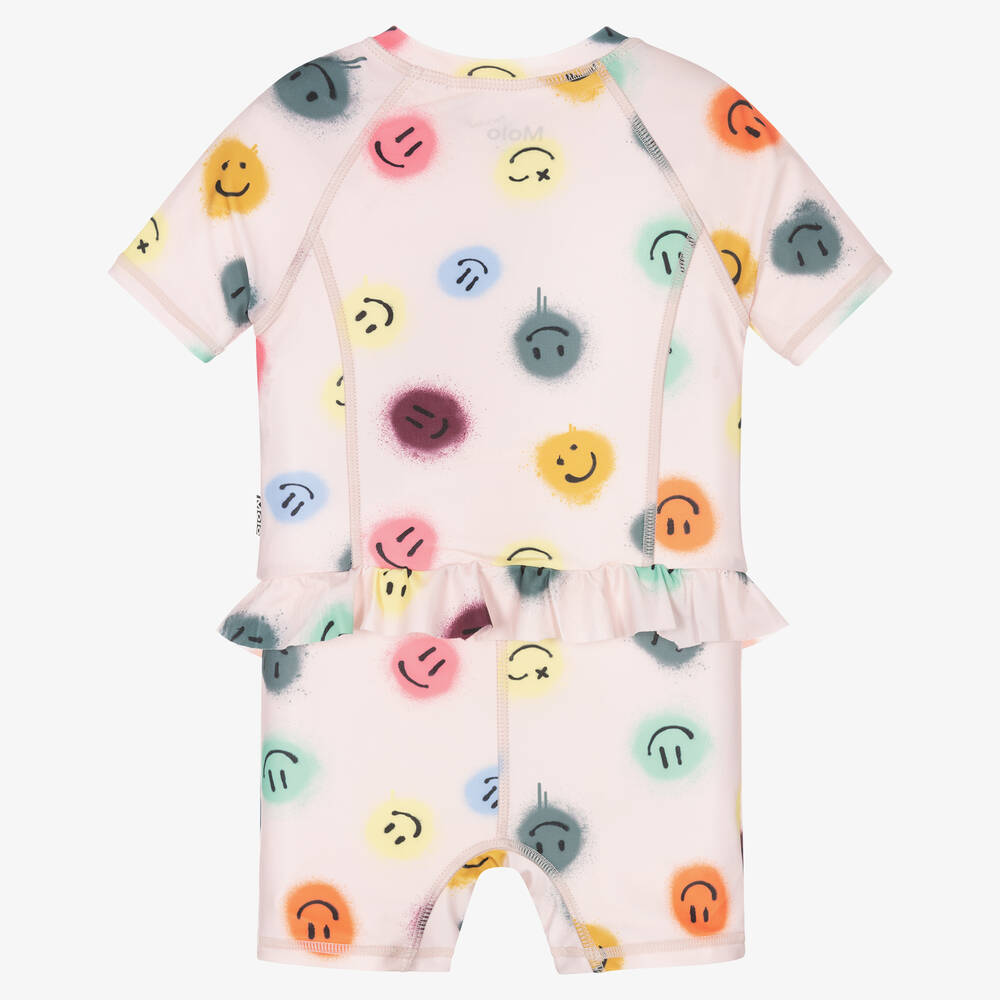 Molo-Girls Pink Smile Sun Suit (UPF50+) | Childrensalon Outlet