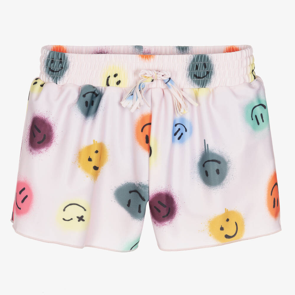 Molo - Girls Pink Smile Swim Shorts (UPF50+) | Childrensalon