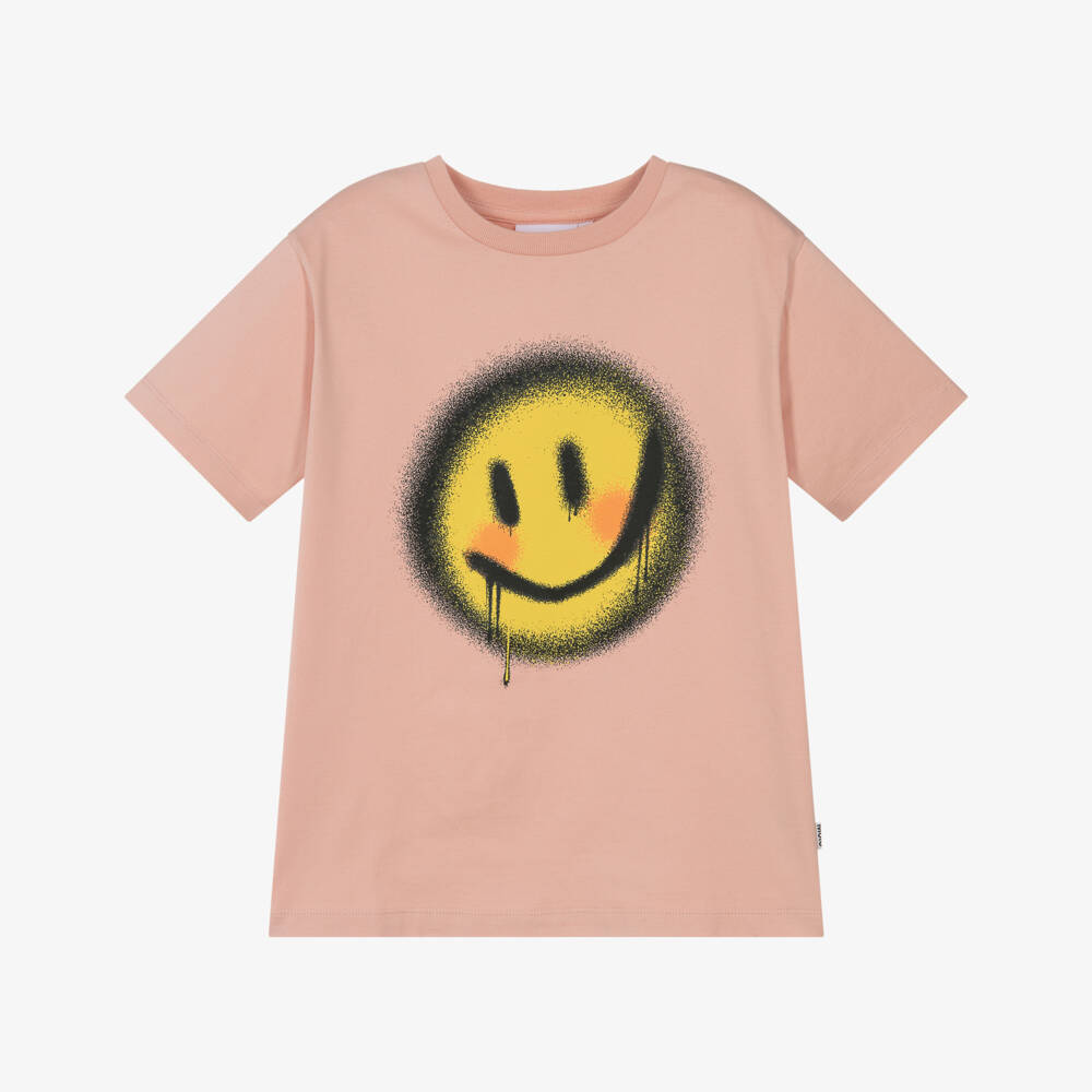 Molo-تيشيرت عضوي وردي للبنات مع وجه مبتسم | Childrensalon Outlet