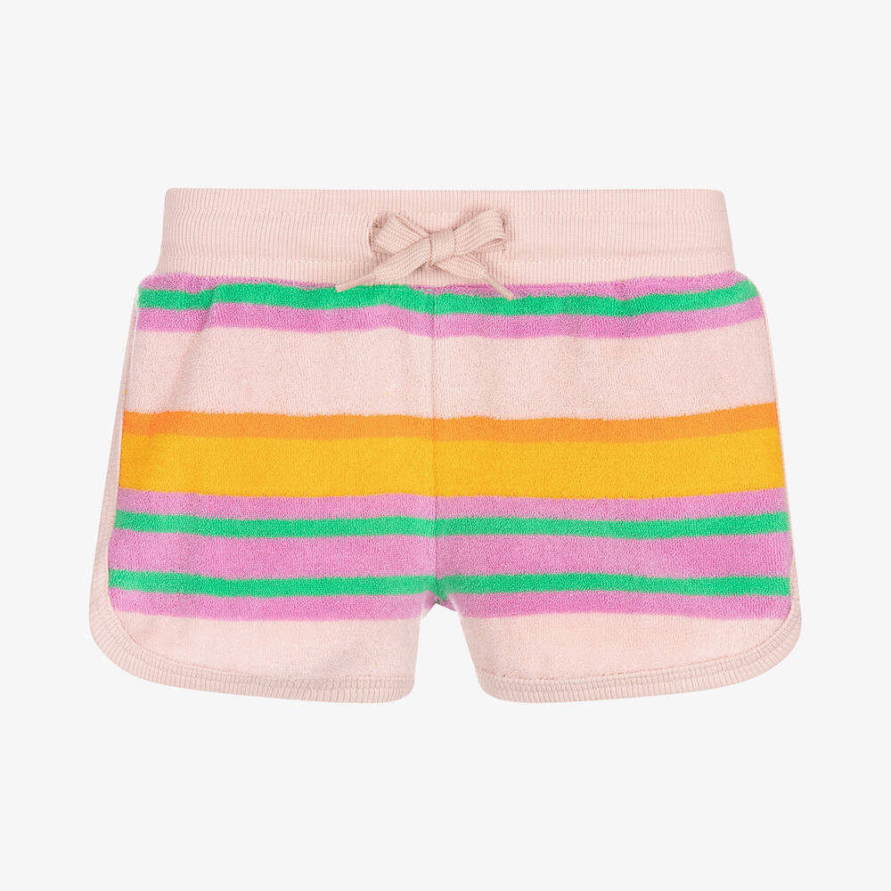Molo - Girls Pink Stripe Towel Shorts | Childrensalon