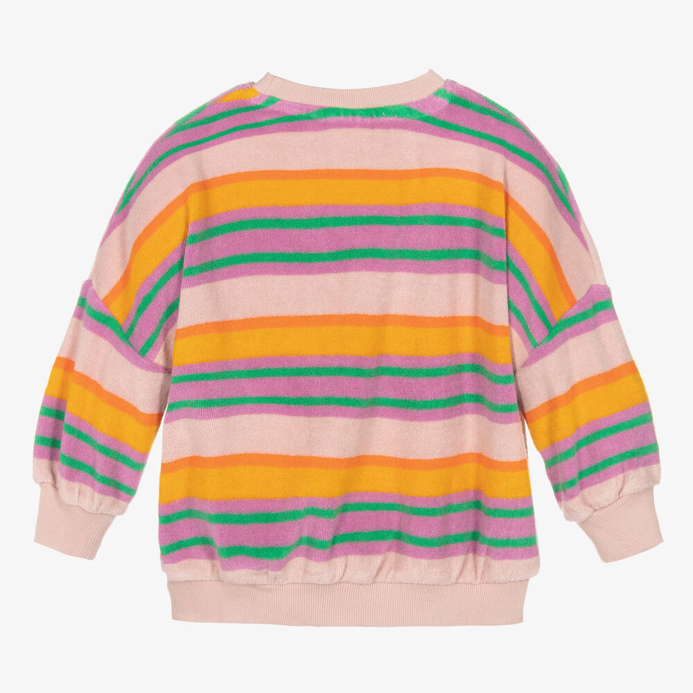Molo-Girls Pink Stripe Towel Sweatshirt | Childrensalon Outlet