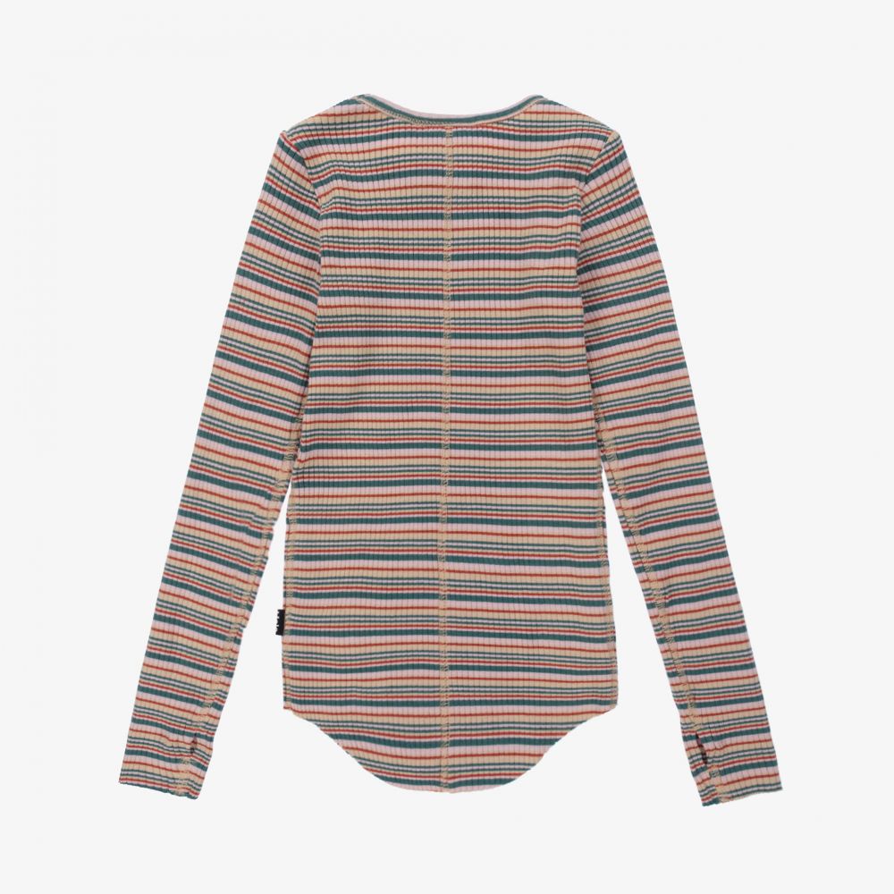 Molo-توب قطن عضوي جيرسي مقلم لون زهري للبنات | Childrensalon Outlet