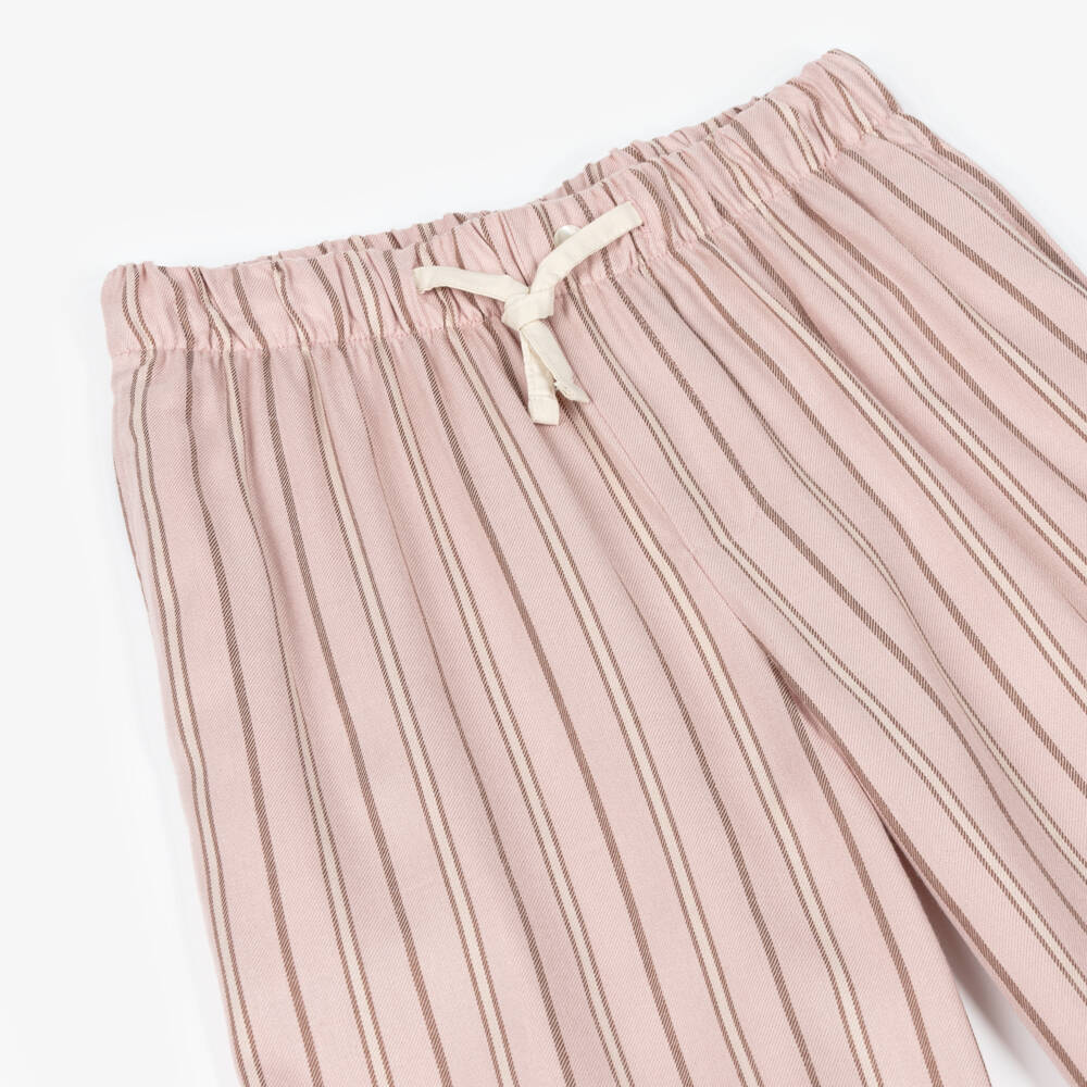 Molo-Girls Pink Striped Drawstring Trousers | Childrensalon Outlet