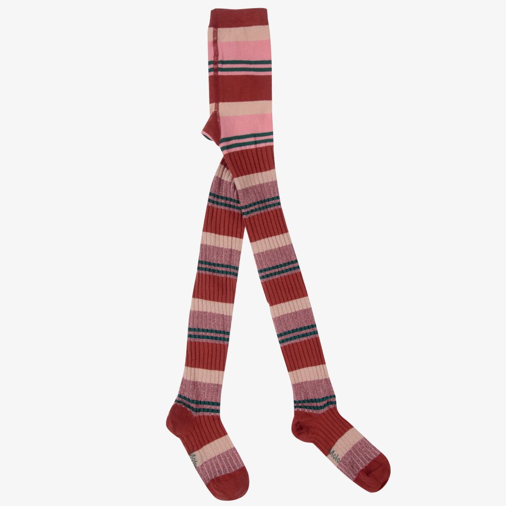 Molo - Girls Pink Striped Tights | Childrensalon