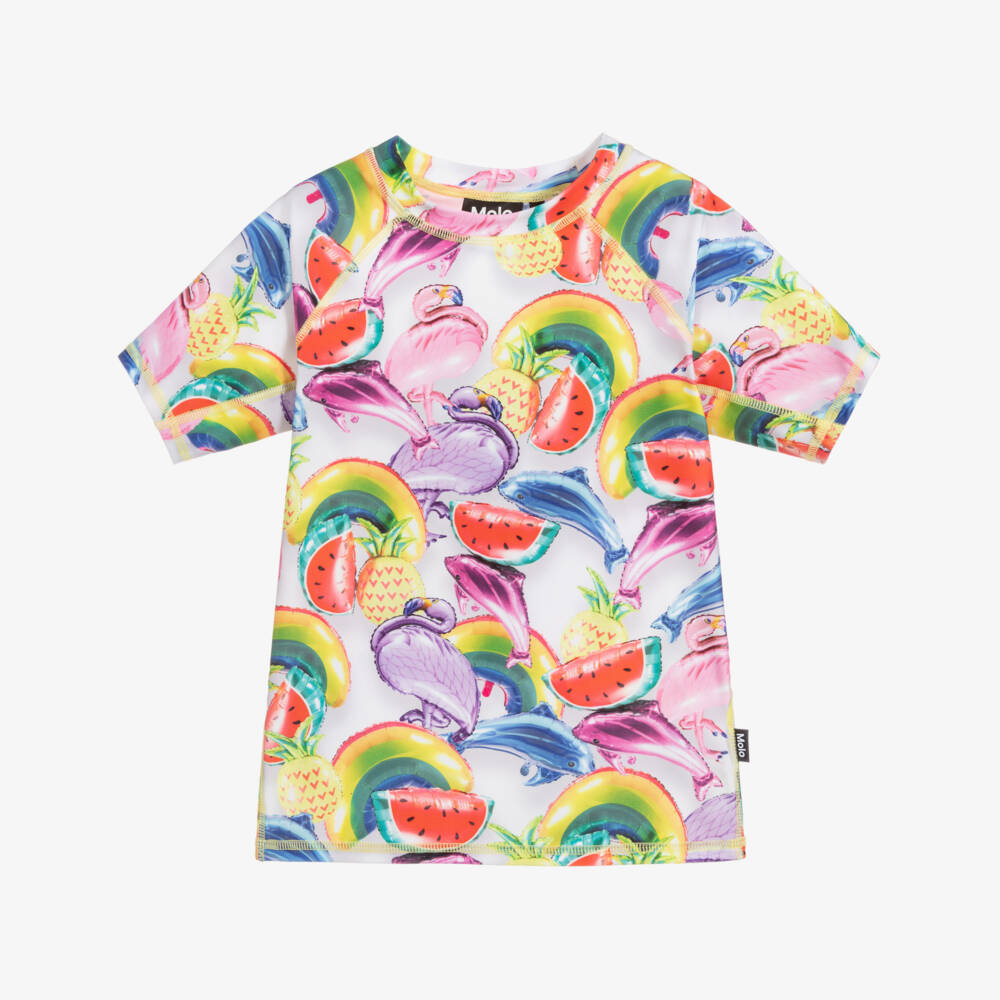 Molo-Girls Pink Swim Top (UPF50+) | Childrensalon Outlet