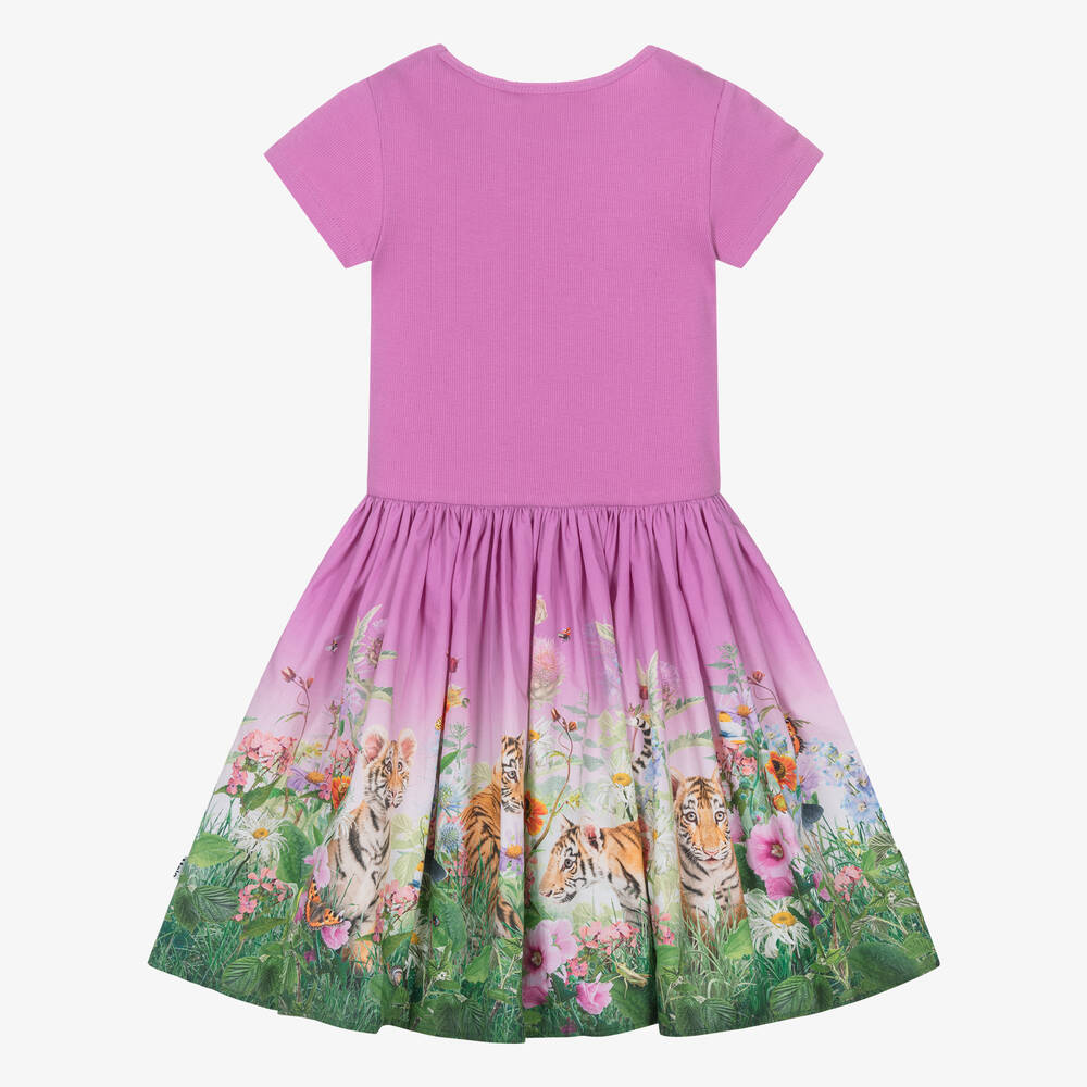 Molo-Girls Pink Tiger Organic Cotton Dress | Childrensalon Outlet