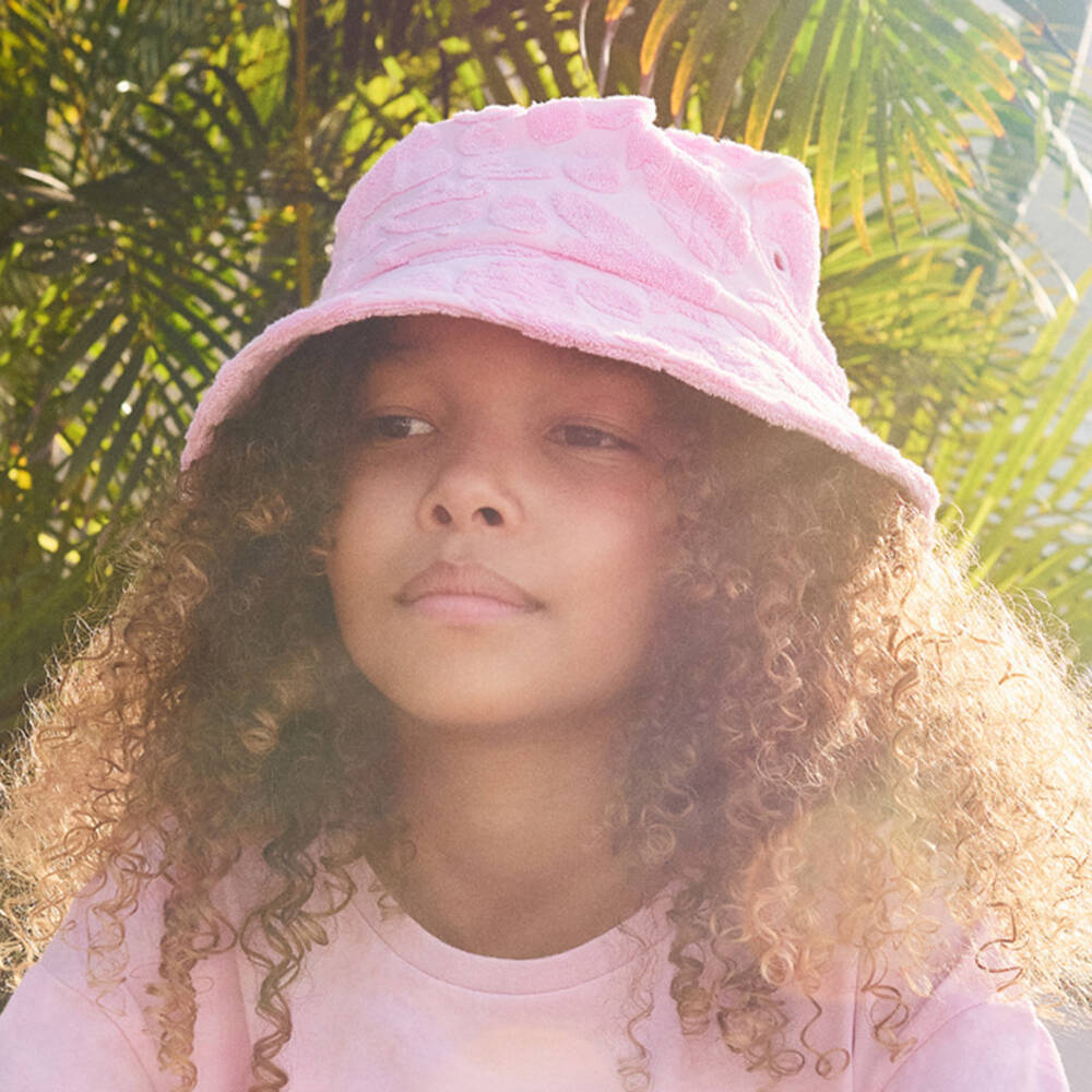 Molo-Girls Pink Towelling Bucket Hat | Childrensalon Outlet