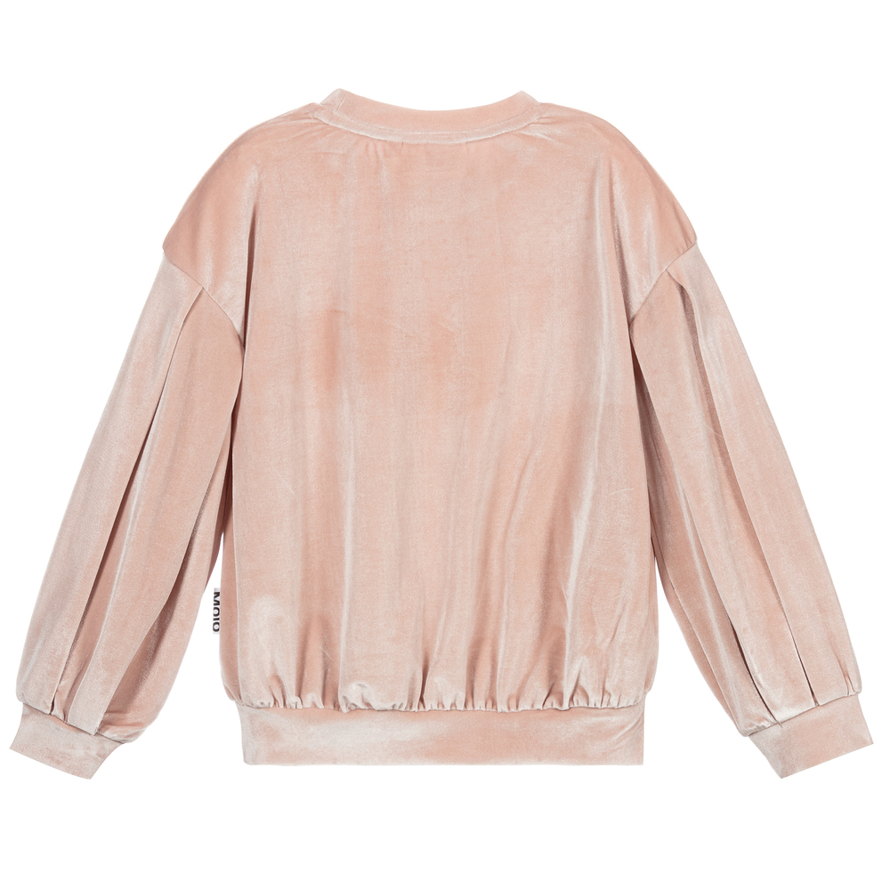 Molo-Girls Pink Velour Sweatshirt | Childrensalon Outlet