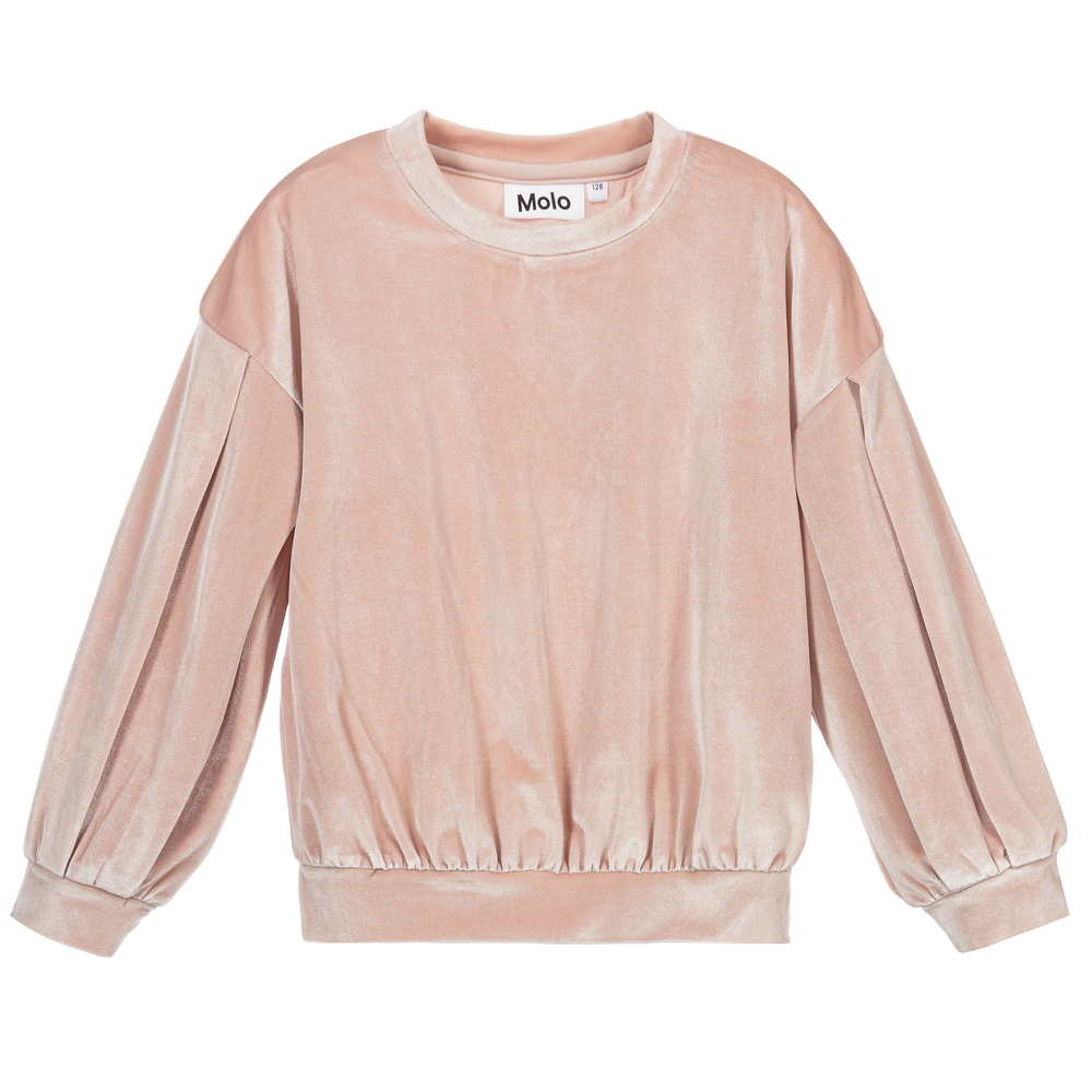 Molo - Girls Pink Velour Sweatshirt | Childrensalon