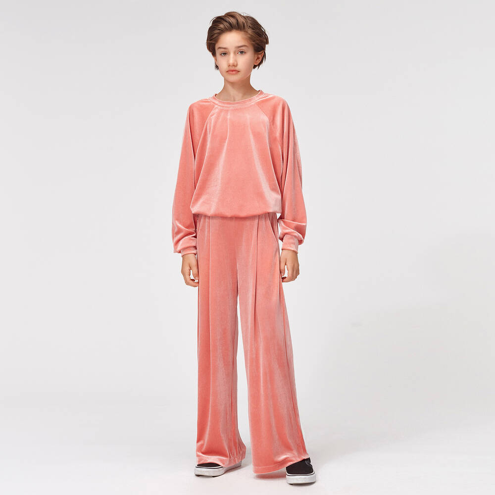 Molo-Girls Pink Velour Sweatshirt | Childrensalon Outlet